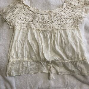 Elegant Cream Crochet Women's Top